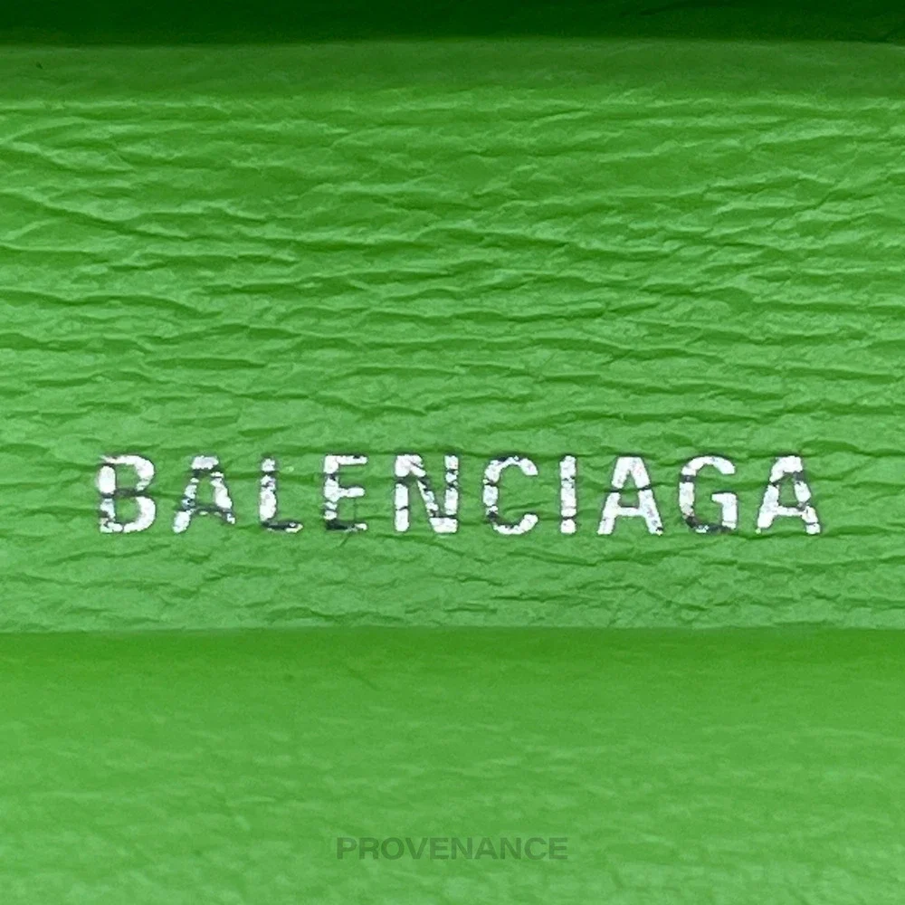 🔴 Balenciaga Logo Print Bifold Wallet - Green Leather